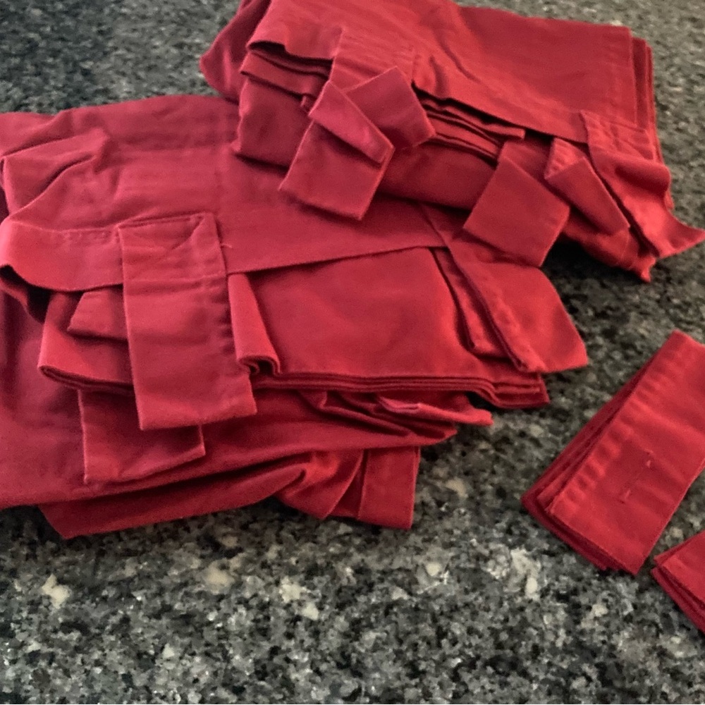 Pottery Barn 2-pc. drapery panel set, 43”x96” each with tie backs, red